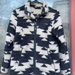 The North Face Black and Cream Fleece Jacket